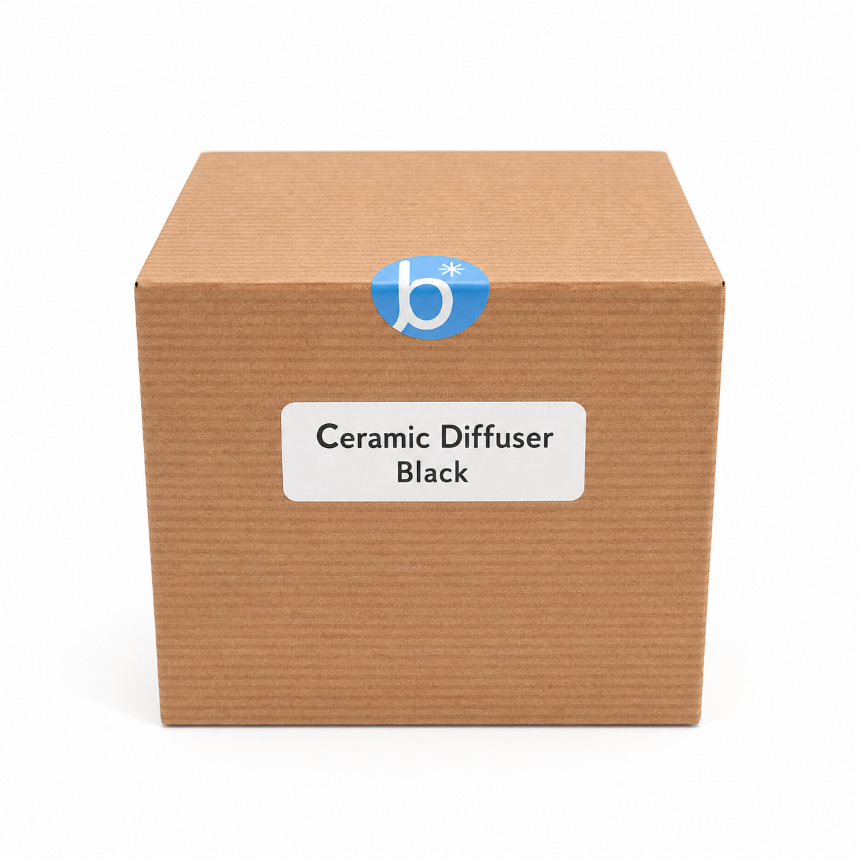 A brown cardboard box labeled 'Ceramic Diffuser Black' with a blue circular 'b' logo, shown on a clean white background.