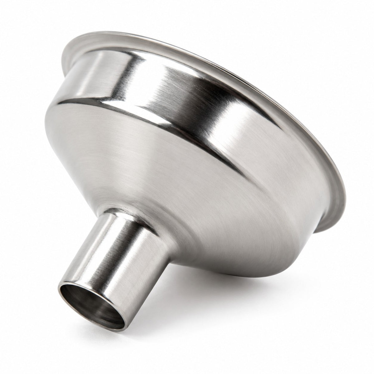 Metallic funnel on a white background