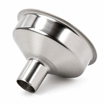 Metallic funnel on a white background