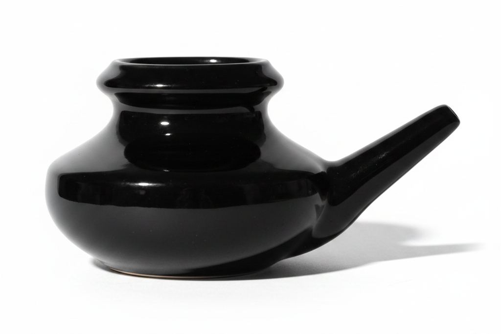 Glossy Black pot with a brown undertone