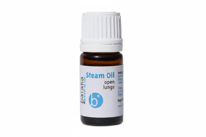Bottle of Baraka steam oil with a white background